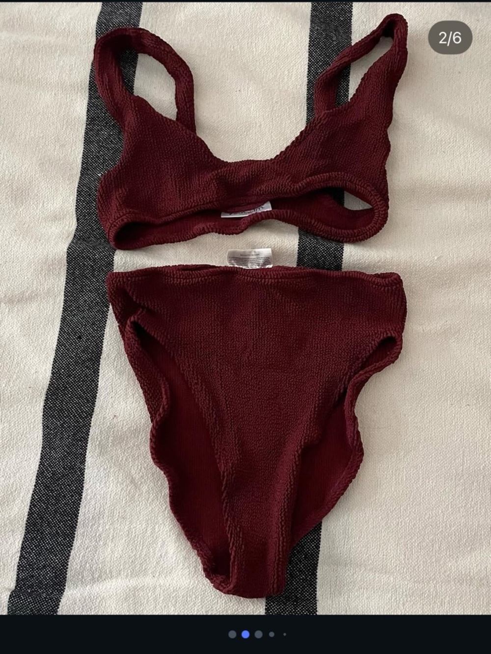 Textured Burgundy Two-Piece Bikini Set